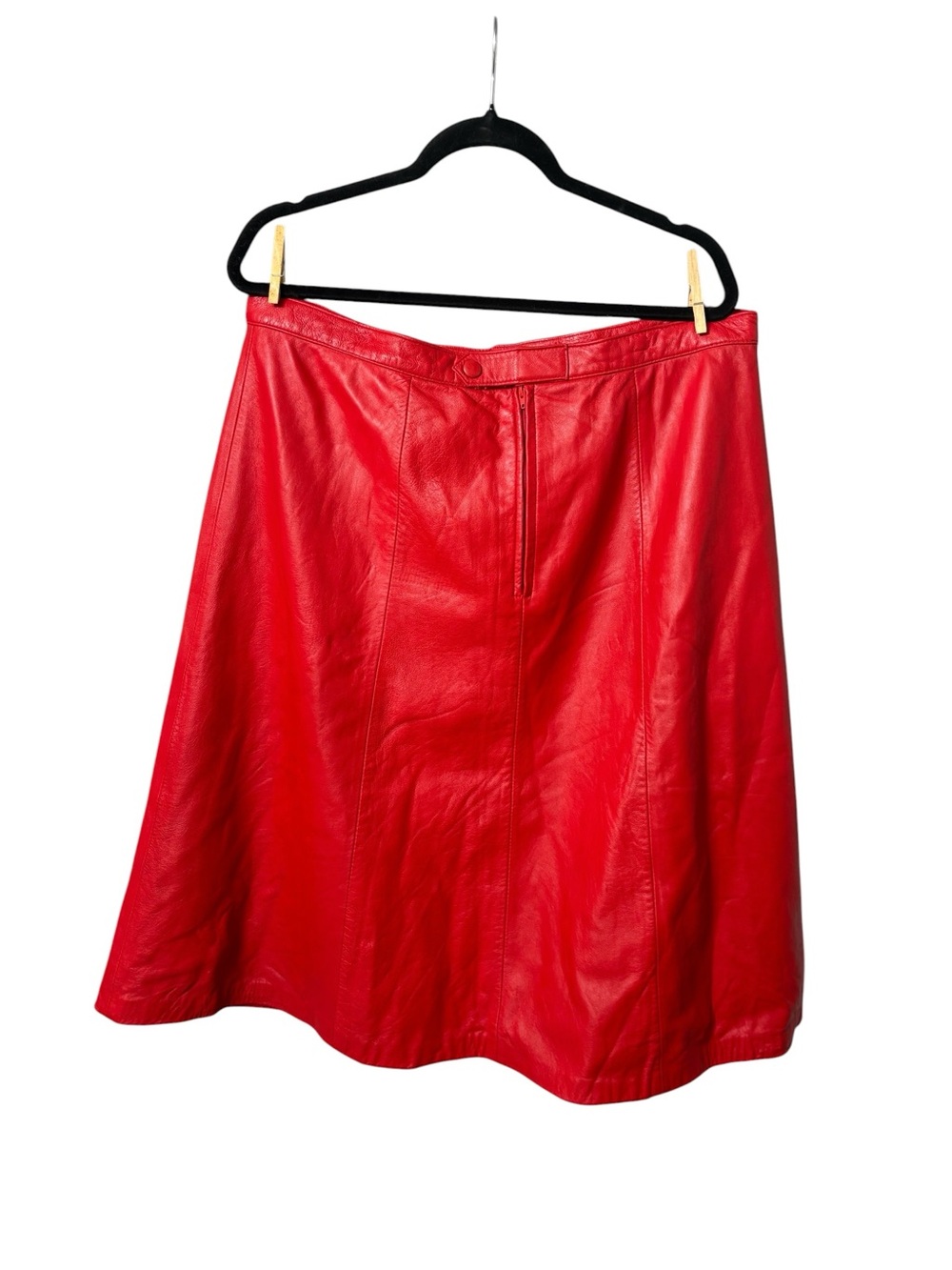 Red Hot Quality Leather Skirt, SZ 14 - Picture 3 of 6